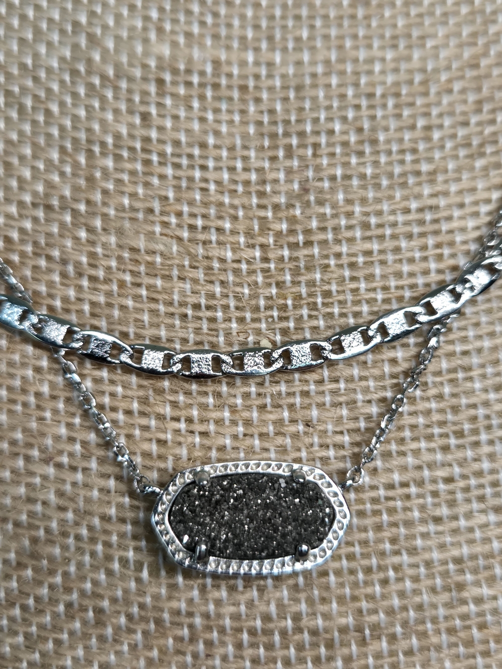 Kendra Scott Elisa Silver Double Strand Necklace In Platinum Druzy